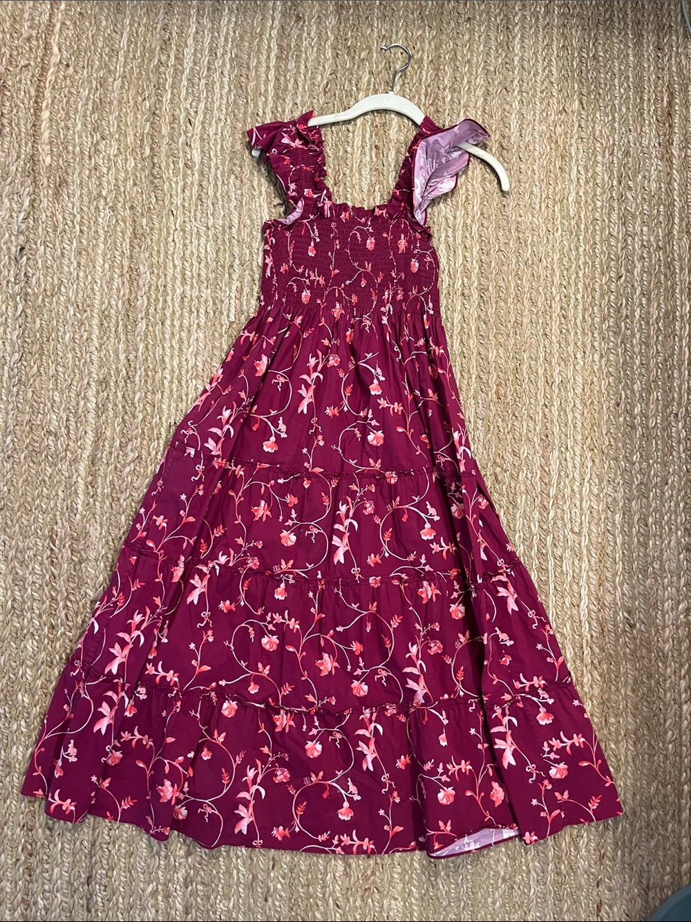 Hill House Berry Floral Ruffle Strap Maxi Dress
